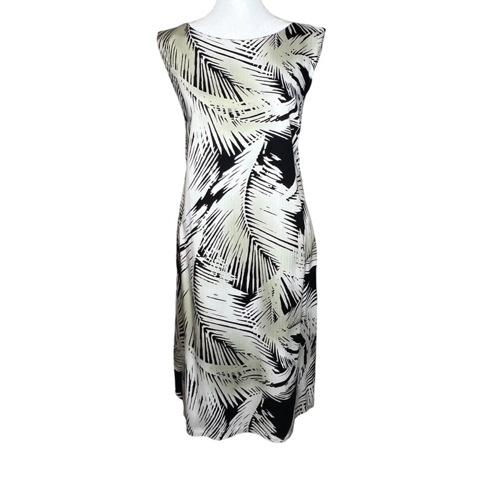 Kai Clothing Hawaii Made Palm Midi Dress L Boat Neck Rayon Textured Shift
